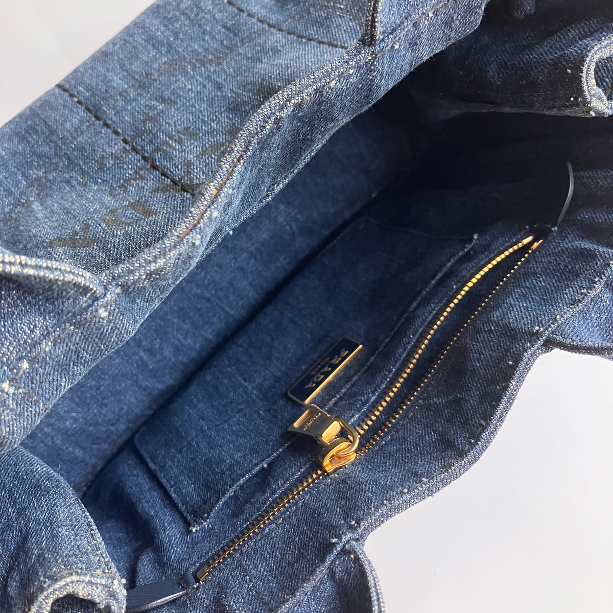 Prada Blue Denim Canapa Top Handle Bag