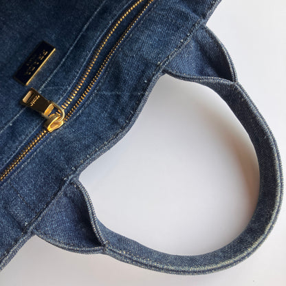 Prada Blue Denim Canapa Top Handle Bag