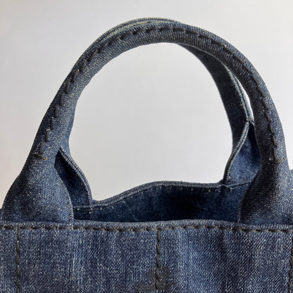 Prada Blue Denim Canapa Top Handle Bag