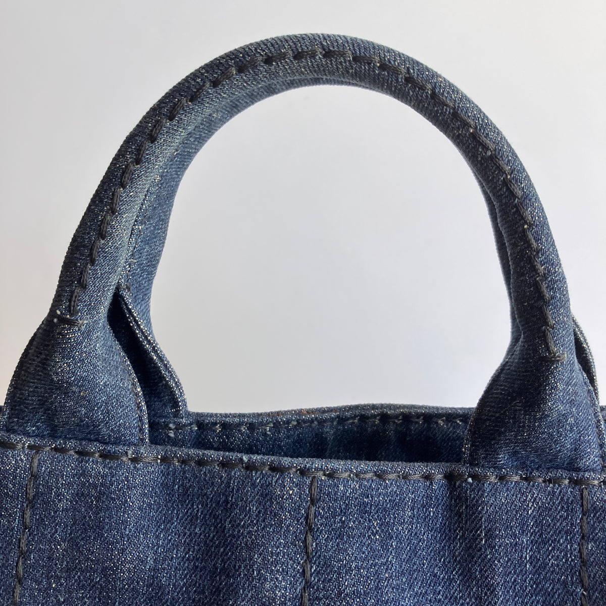 Prada Blue Denim Canapa Top Handle Bag