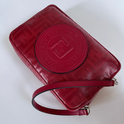 Fendi FF Coated Canvas Red Wristlet Pouch