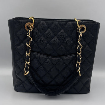 Chanel Caviar Black Petite Shopping Tote