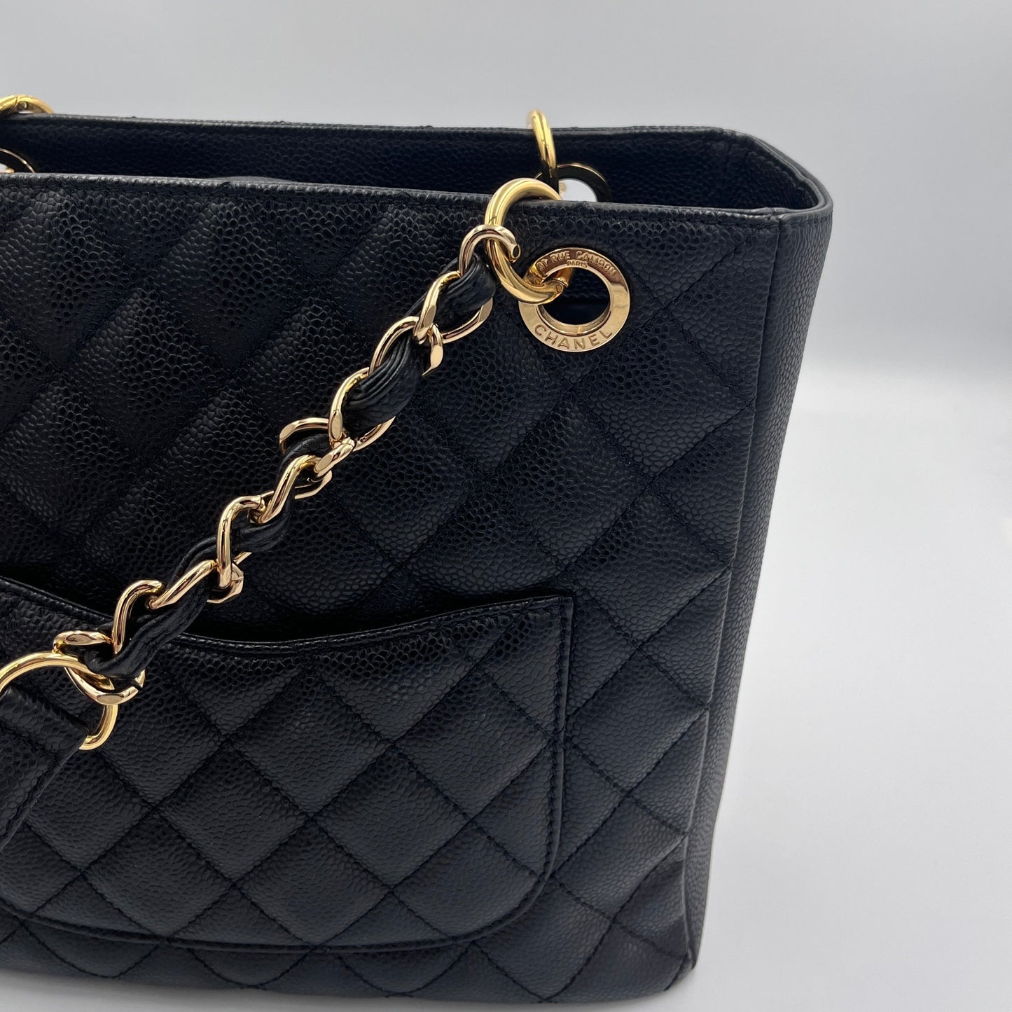 Chanel Caviar Black Petite Shopping Tote