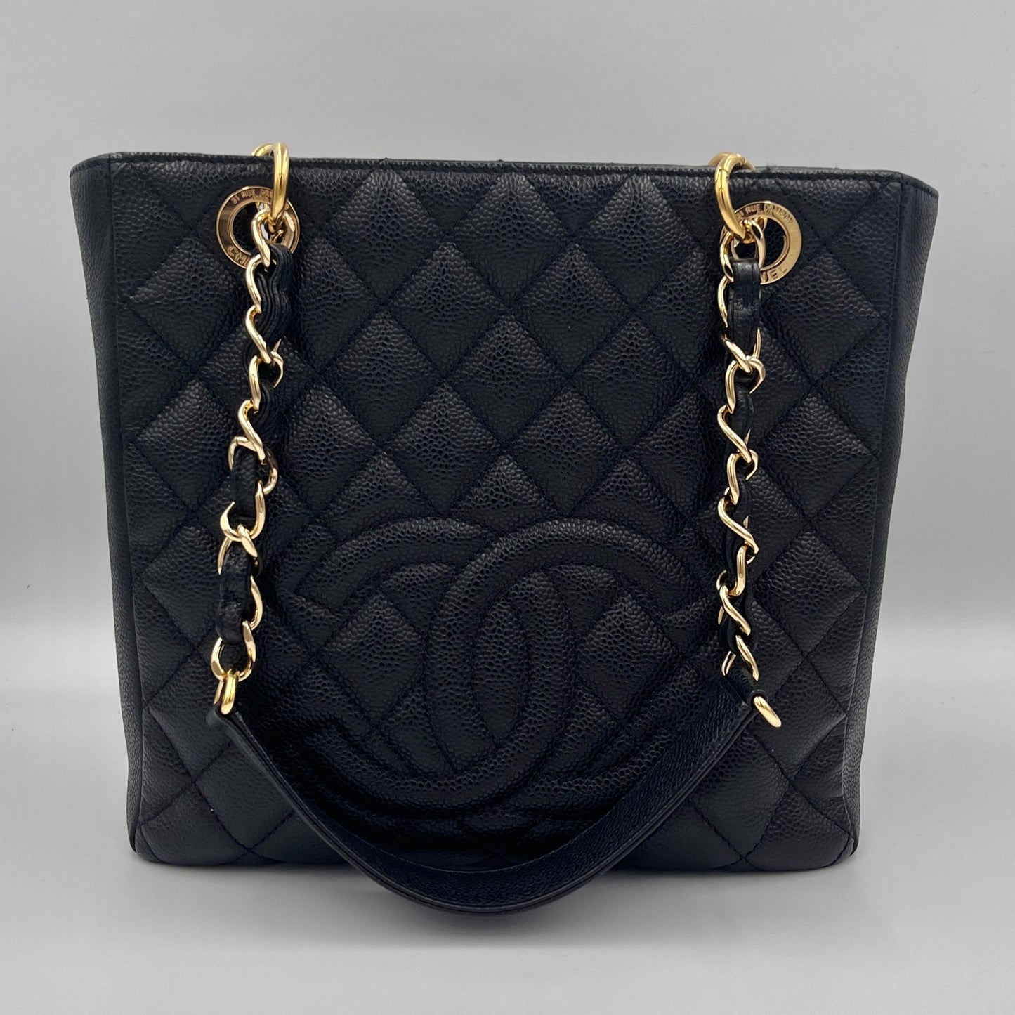 Chanel Caviar Black Petite Shopping Tote