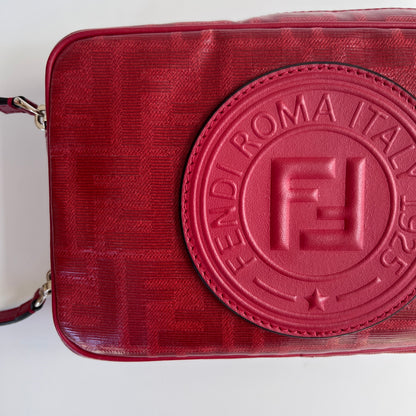 Fendi FF Coated Canvas Red Wristlet Pouch