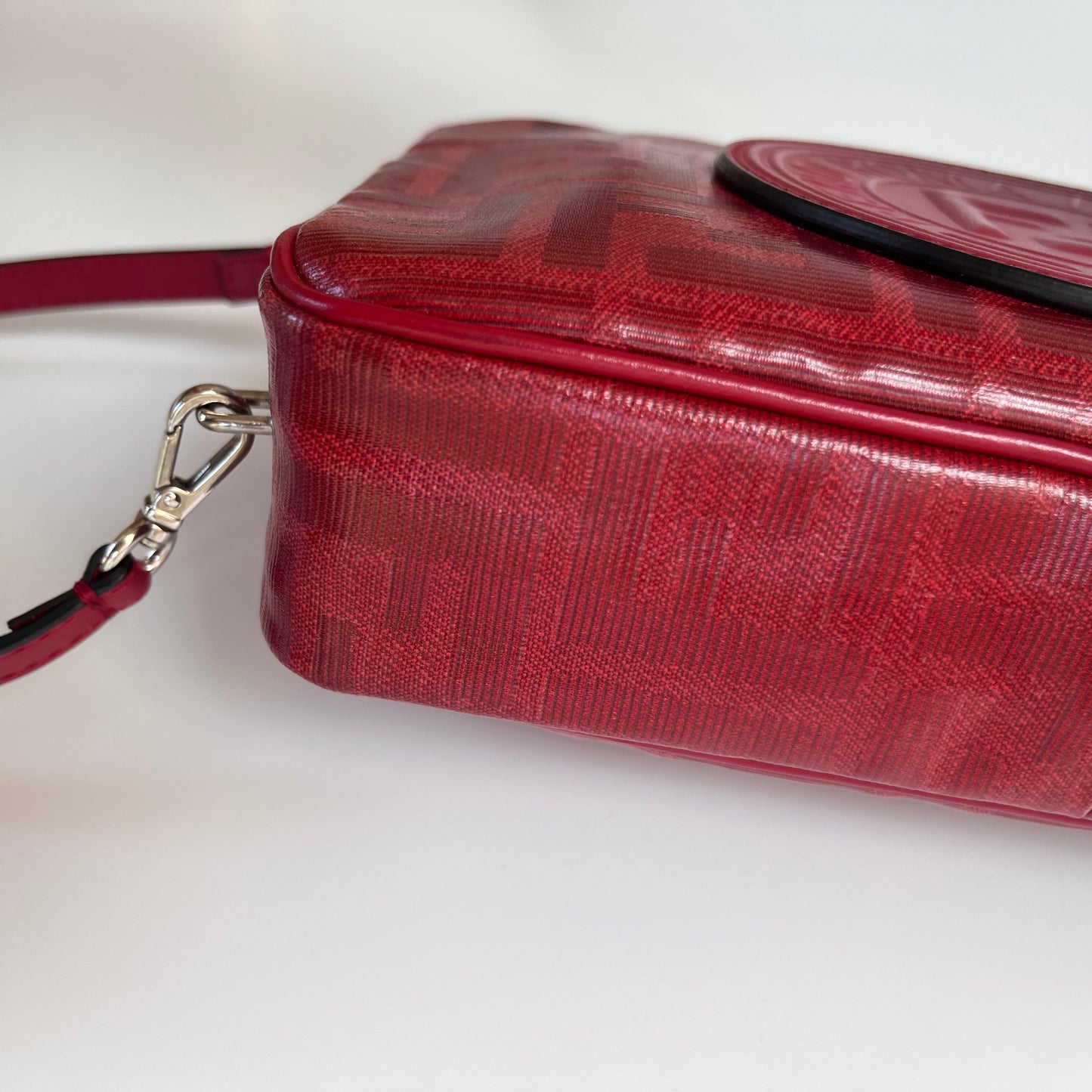 Fendi FF Coated Canvas Red Wristlet Pouch