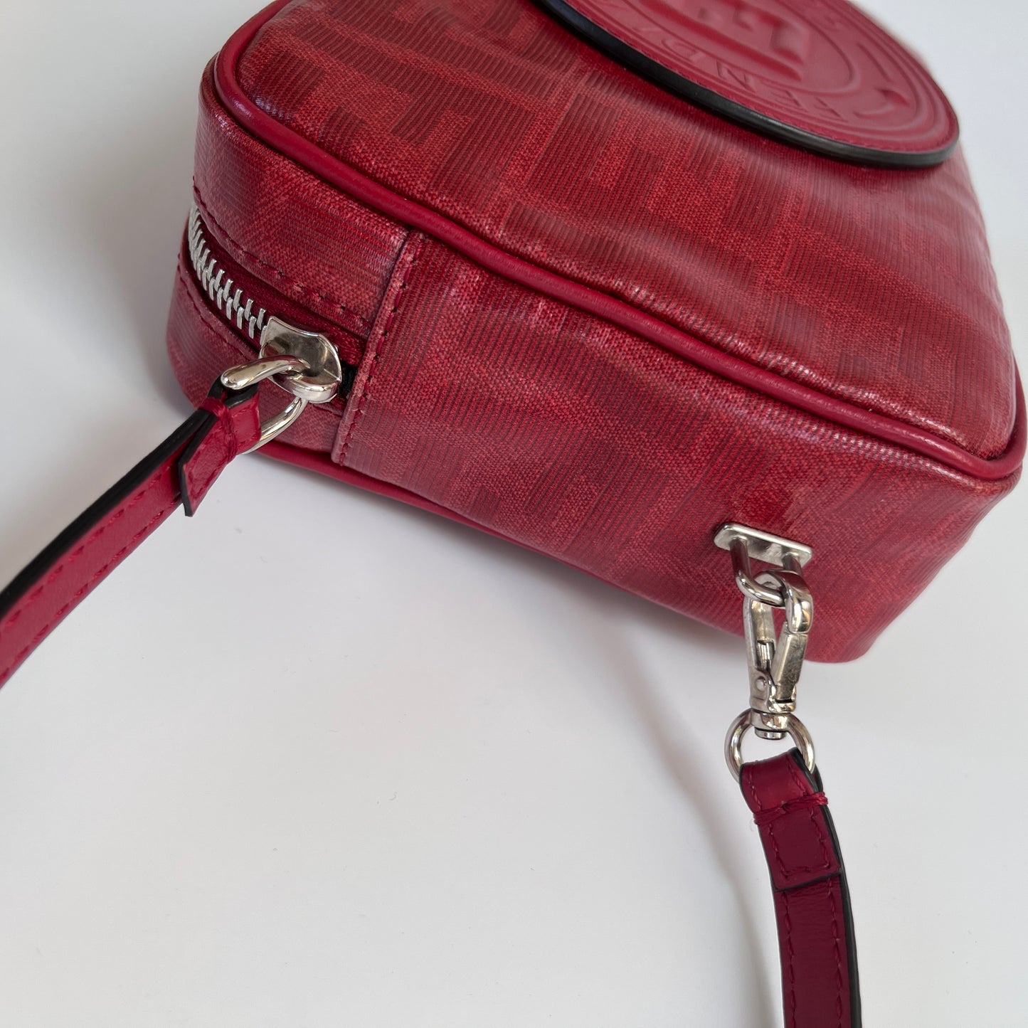 Fendi FF Coated Canvas Red Wristlet Pouch