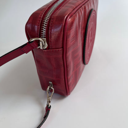 Fendi FF Coated Canvas Red Wristlet Pouch