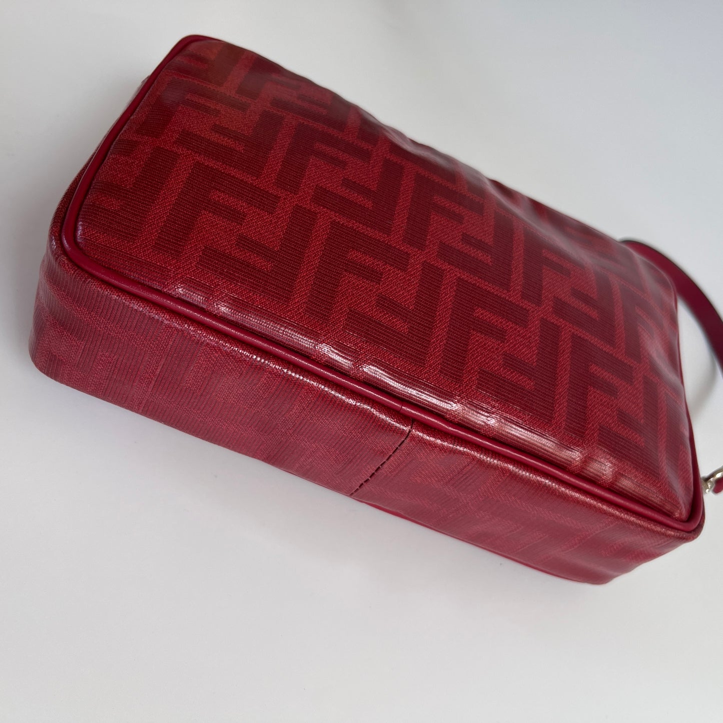 Fendi FF Coated Canvas Red Wristlet Pouch