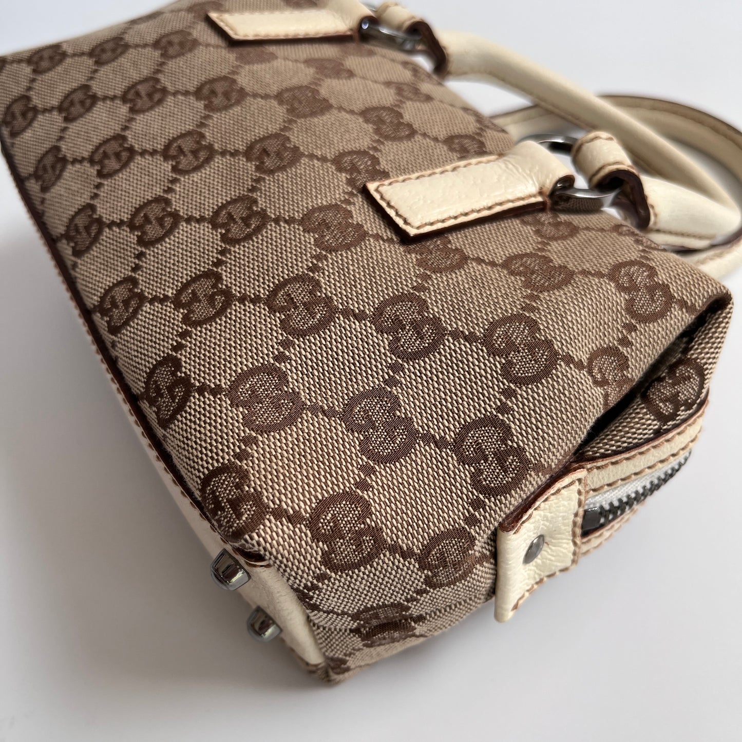 Gucci GG Canvas Mini Boston Top Handle Bag