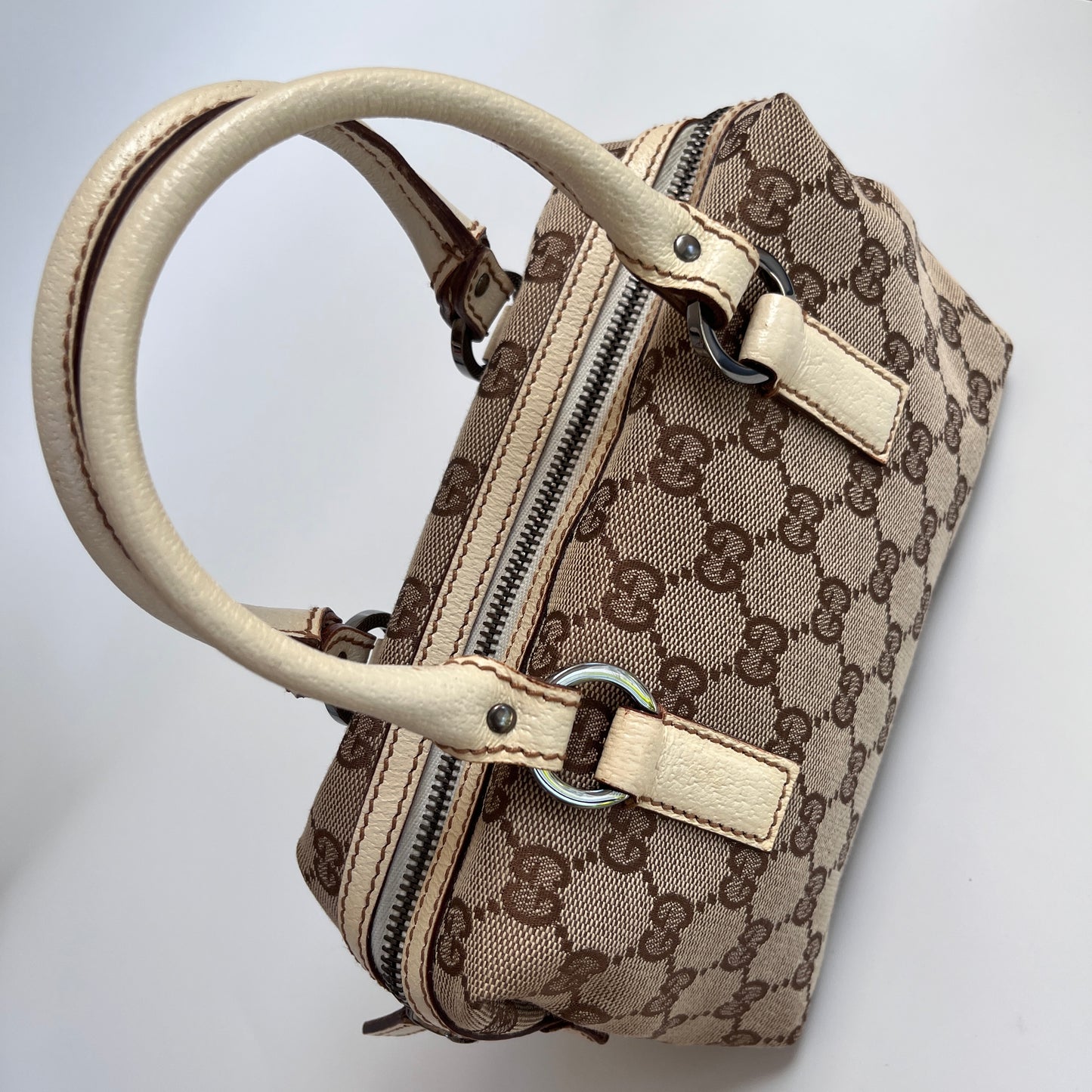 Gucci GG Canvas Mini Boston Top Handle Bag