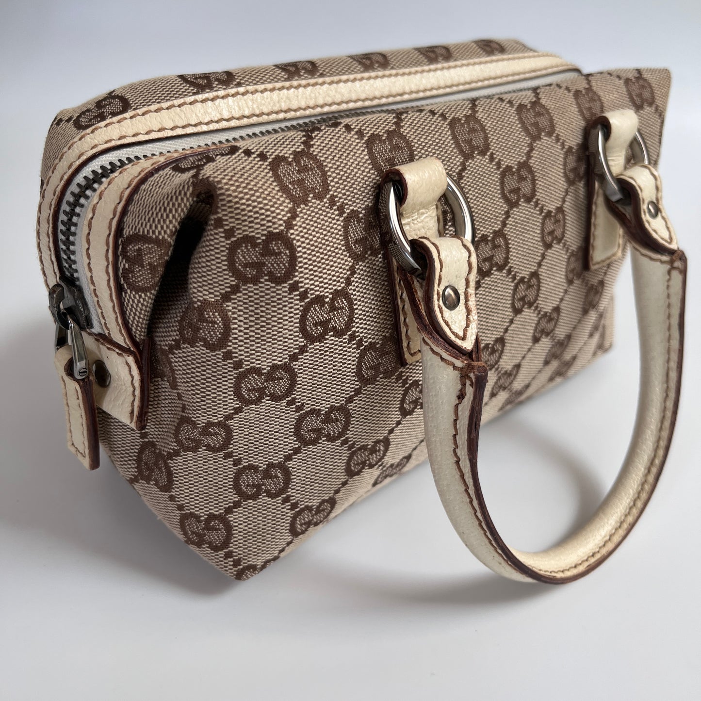 Gucci GG Canvas Mini Boston Top Handle Bag