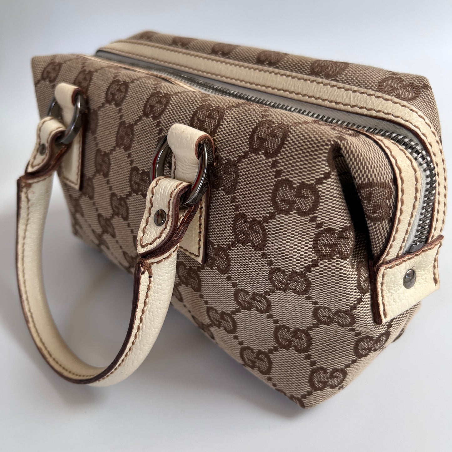 Gucci GG Canvas Mini Boston Top Handle Bag