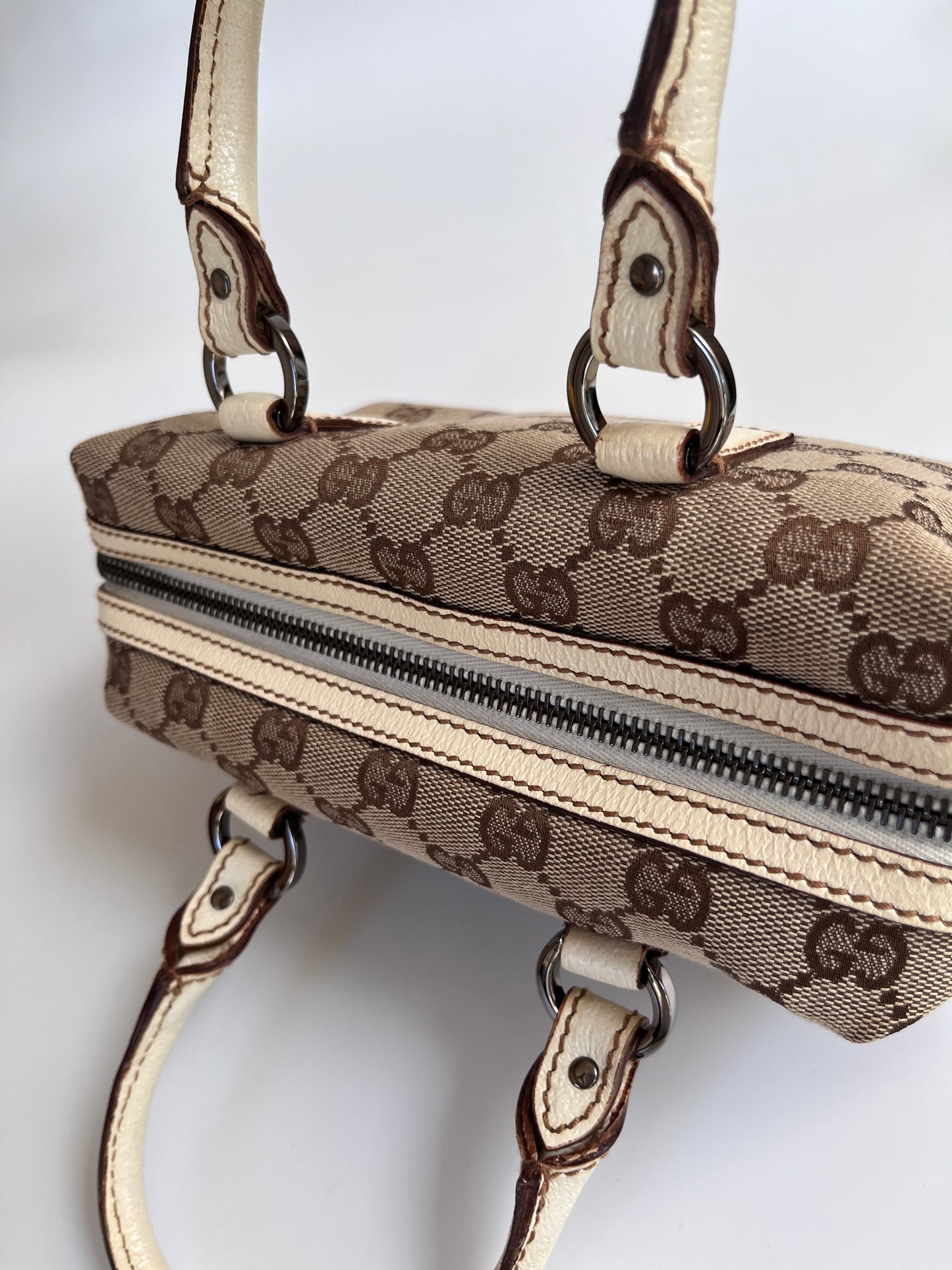 Gucci GG Canvas Mini Boston Top Handle Bag