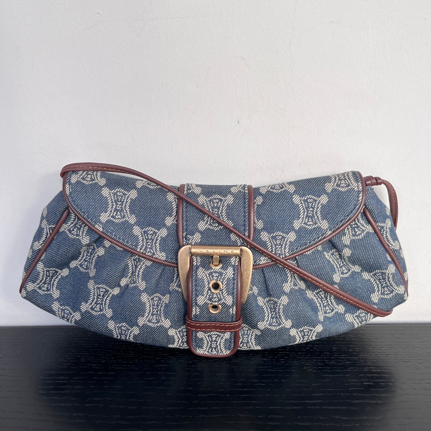 Céline Vintage Triomphe Denim One Shoulder Bag