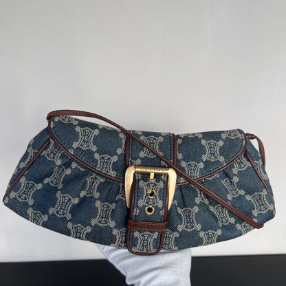 Céline Vintage Triomphe Denim One Shoulder Bag