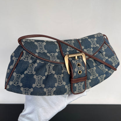 Céline Vintage Triomphe Denim One Shoulder Bag