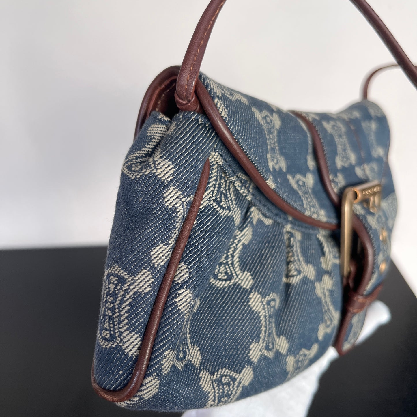 Céline Vintage Triomphe Denim One Shoulder Bag