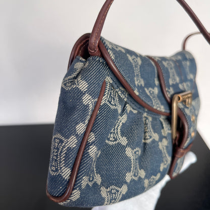 Céline Vintage Triomphe Denim One Shoulder Bag