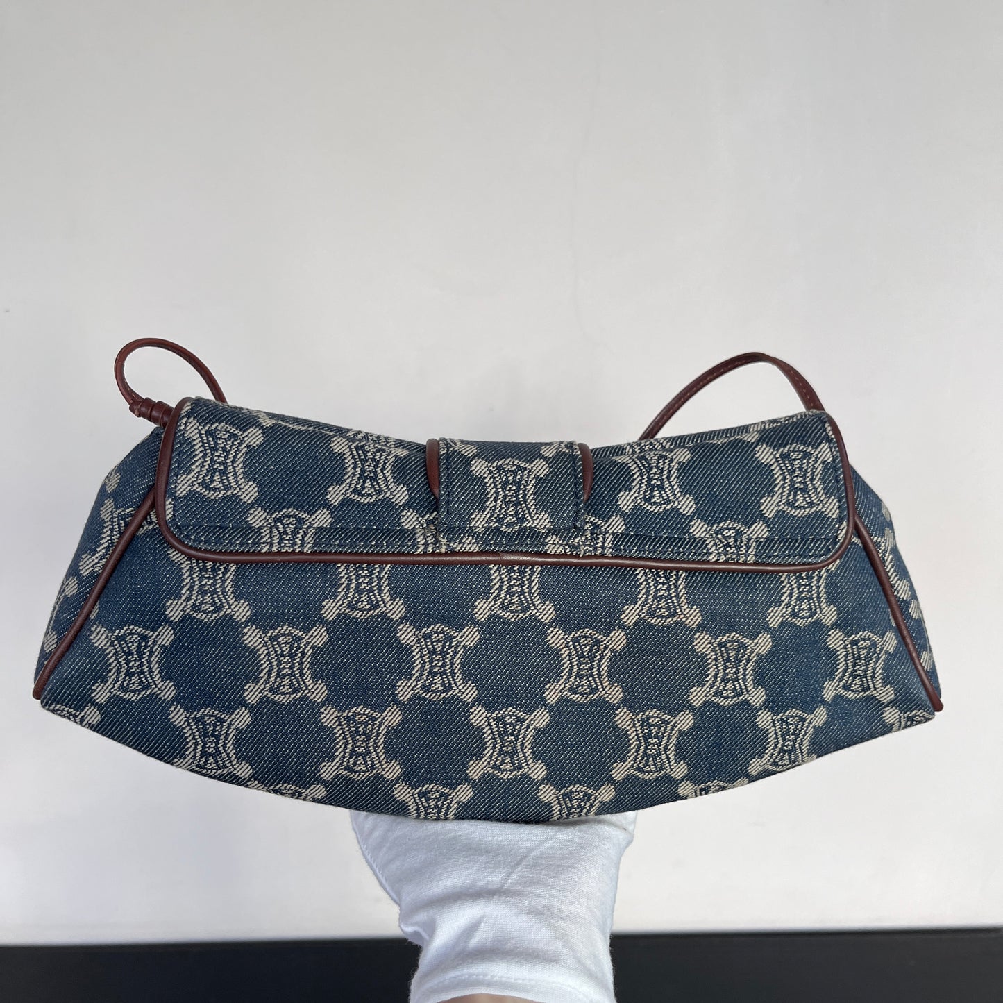 Céline Vintage Triomphe Denim One Shoulder Bag