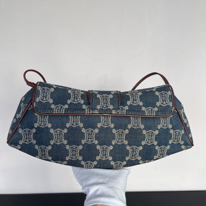 Céline Vintage Triomphe Denim One Shoulder Bag