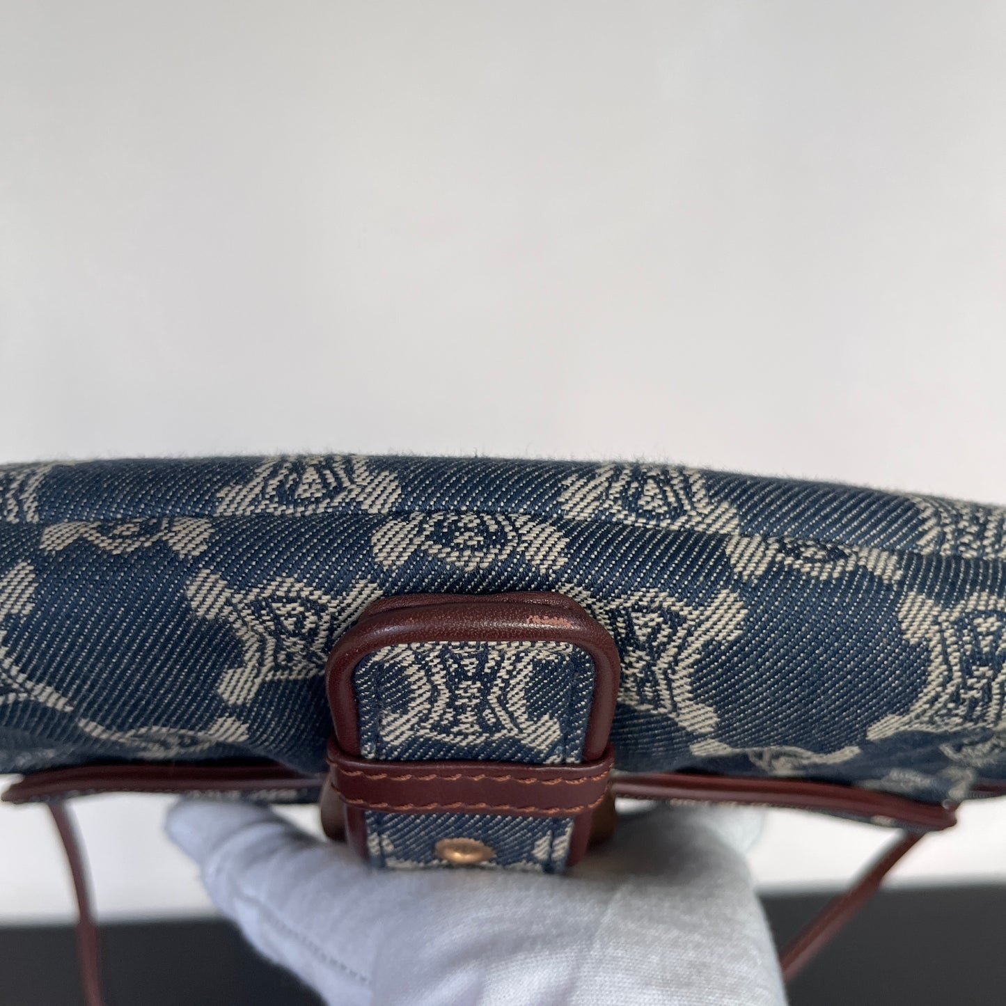Céline Vintage Triomphe Denim One Shoulder Bag