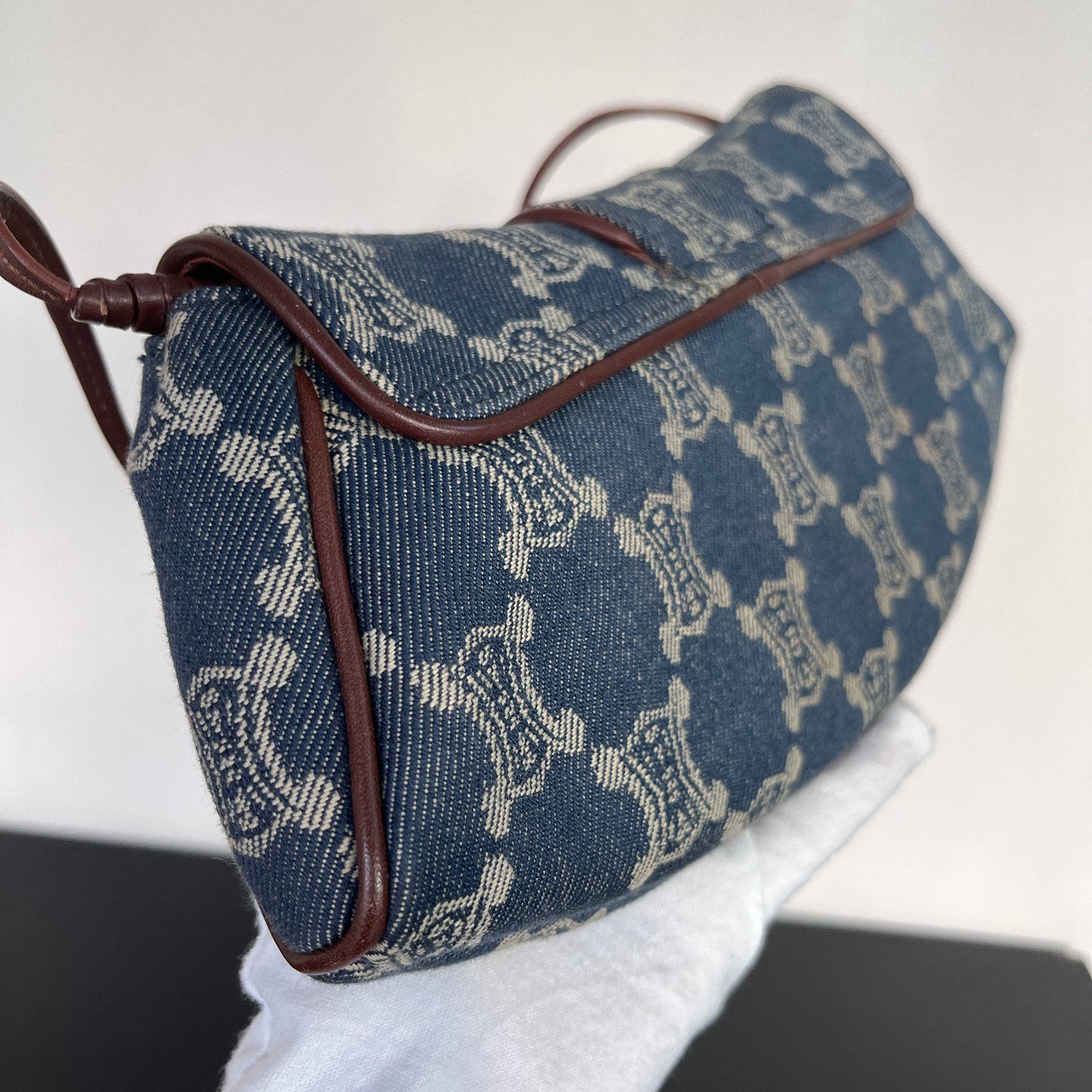 Céline Vintage Triomphe Denim One Shoulder Bag