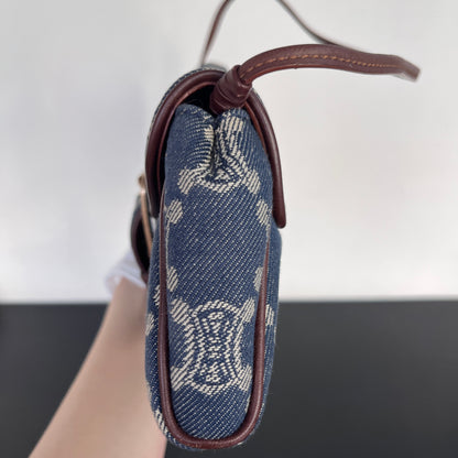 Céline Vintage Triomphe Denim One Shoulder Bag