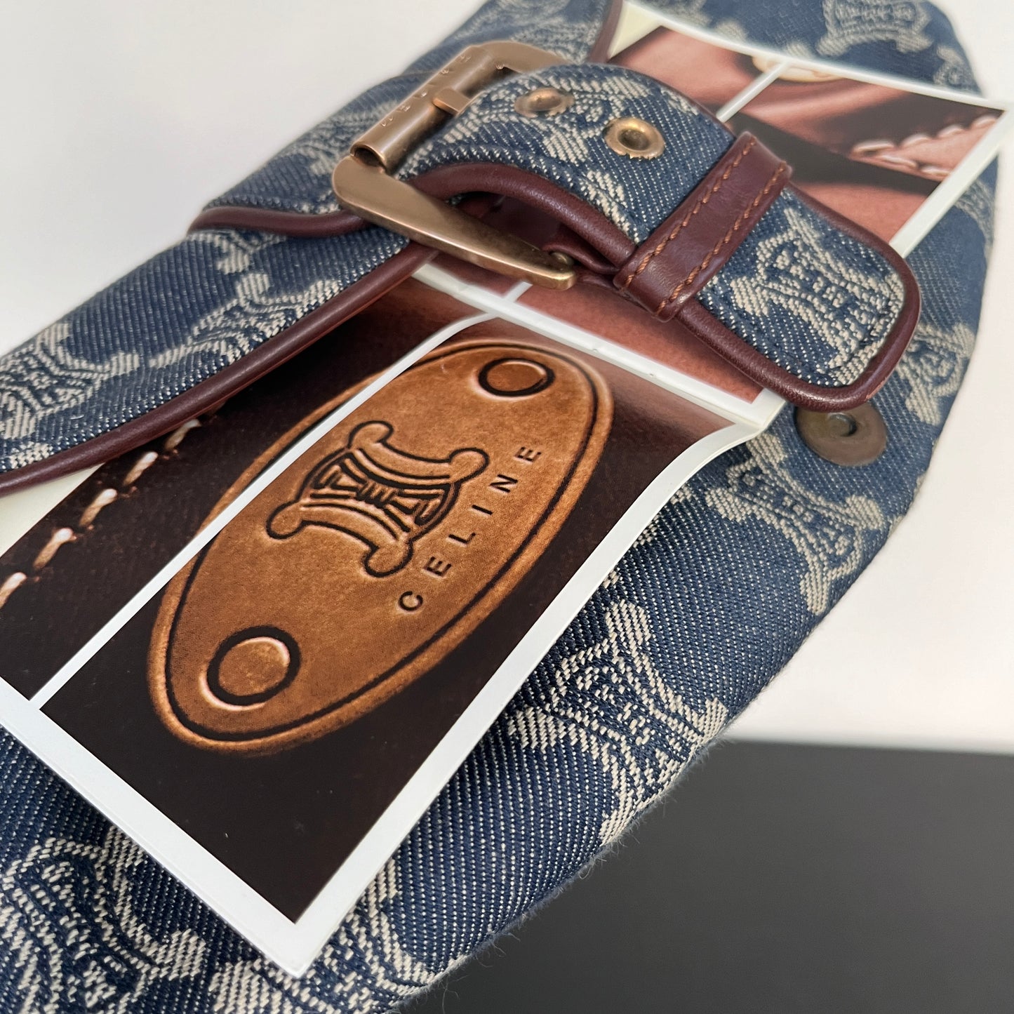 Céline Vintage Triomphe Denim One Shoulder Bag