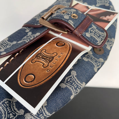 Céline Vintage Triomphe Denim One Shoulder Bag