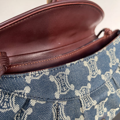 Céline Vintage Triomphe Denim One Shoulder Bag