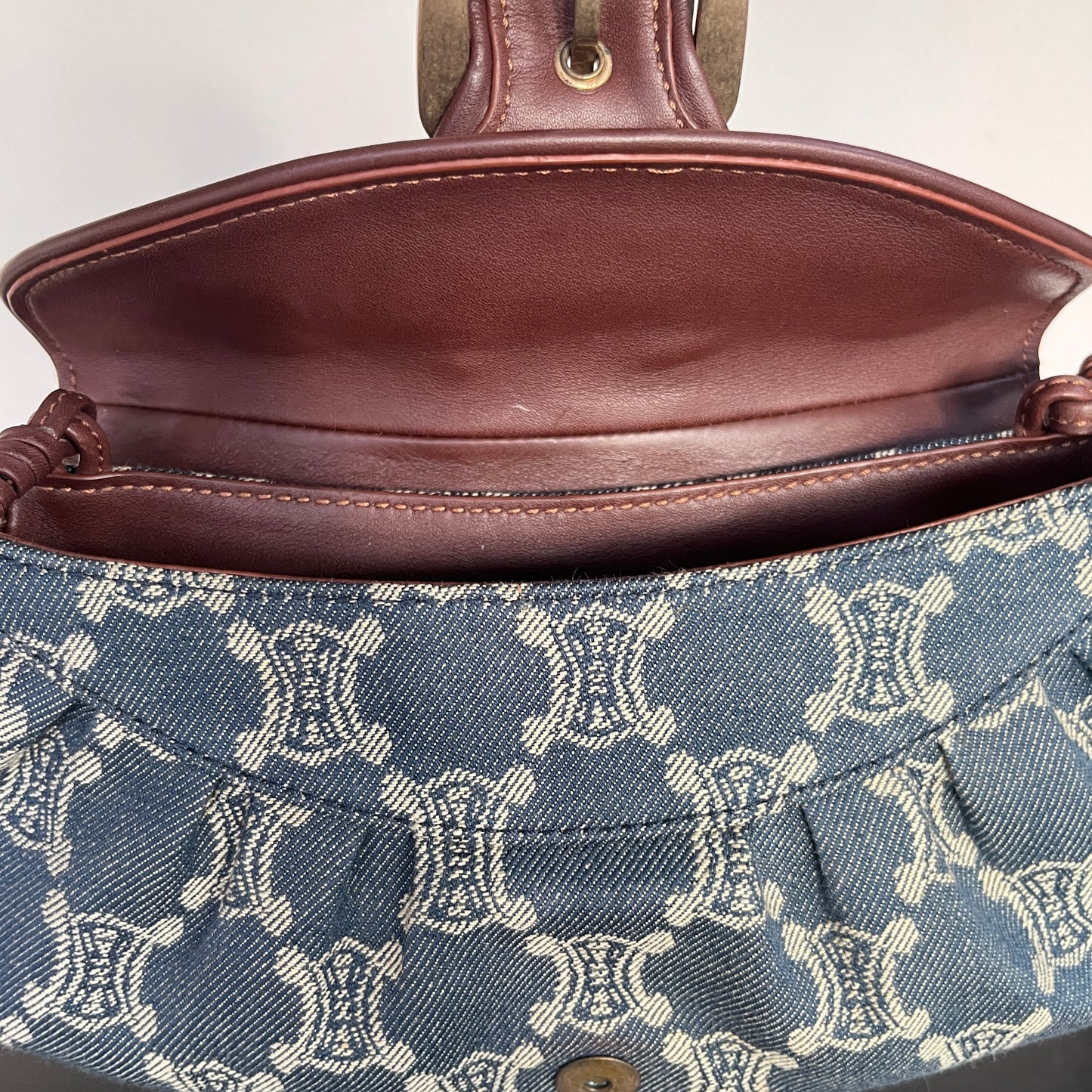 Céline Vintage Triomphe Denim One Shoulder Bag