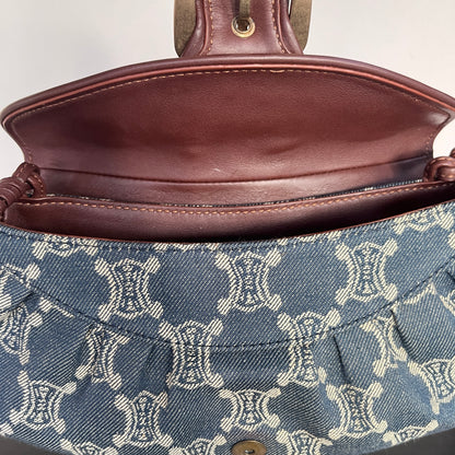 Céline Vintage Triomphe Denim One Shoulder Bag