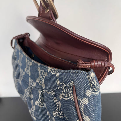 Céline Vintage Triomphe Denim One Shoulder Bag