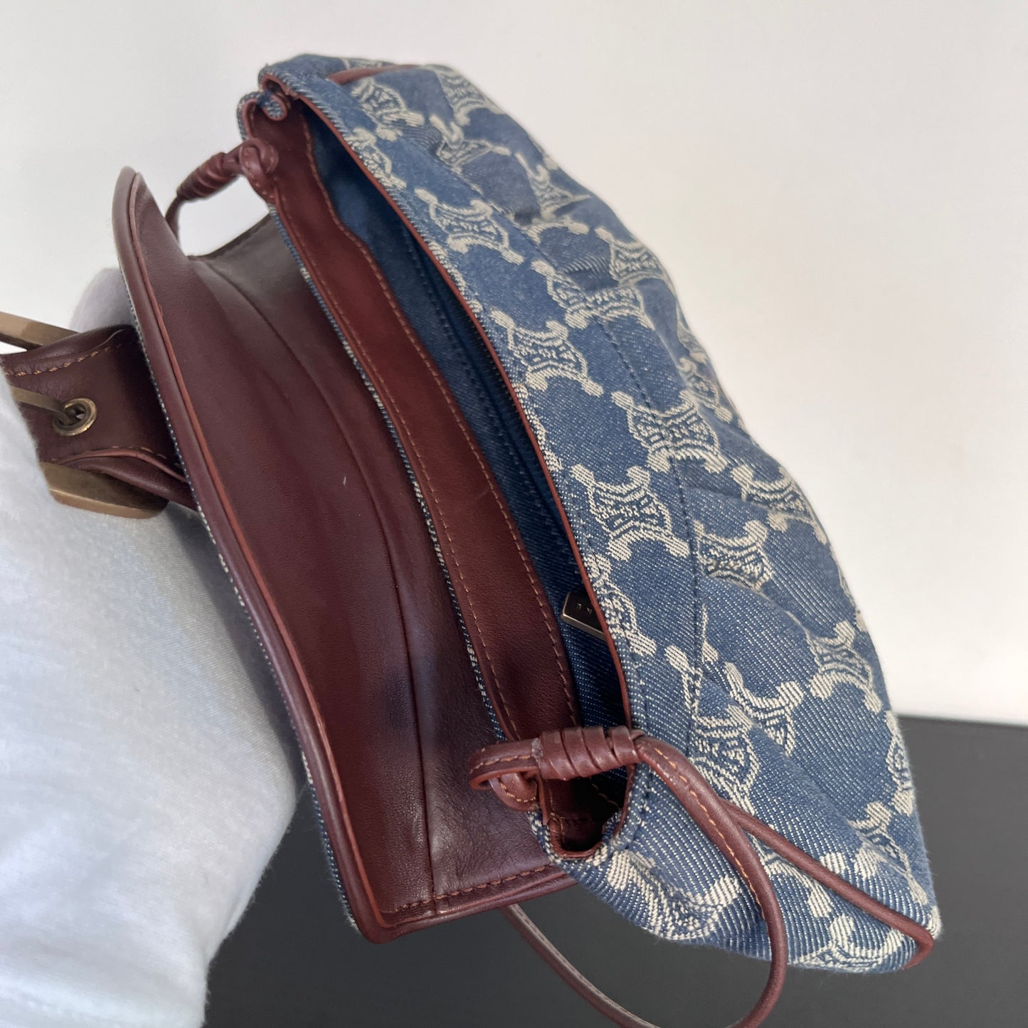 Céline Vintage Triomphe Denim One Shoulder Bag