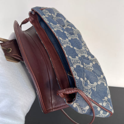 Céline Vintage Triomphe Denim One Shoulder Bag