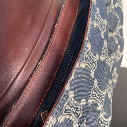 Céline Vintage Triomphe Denim One Shoulder Bag