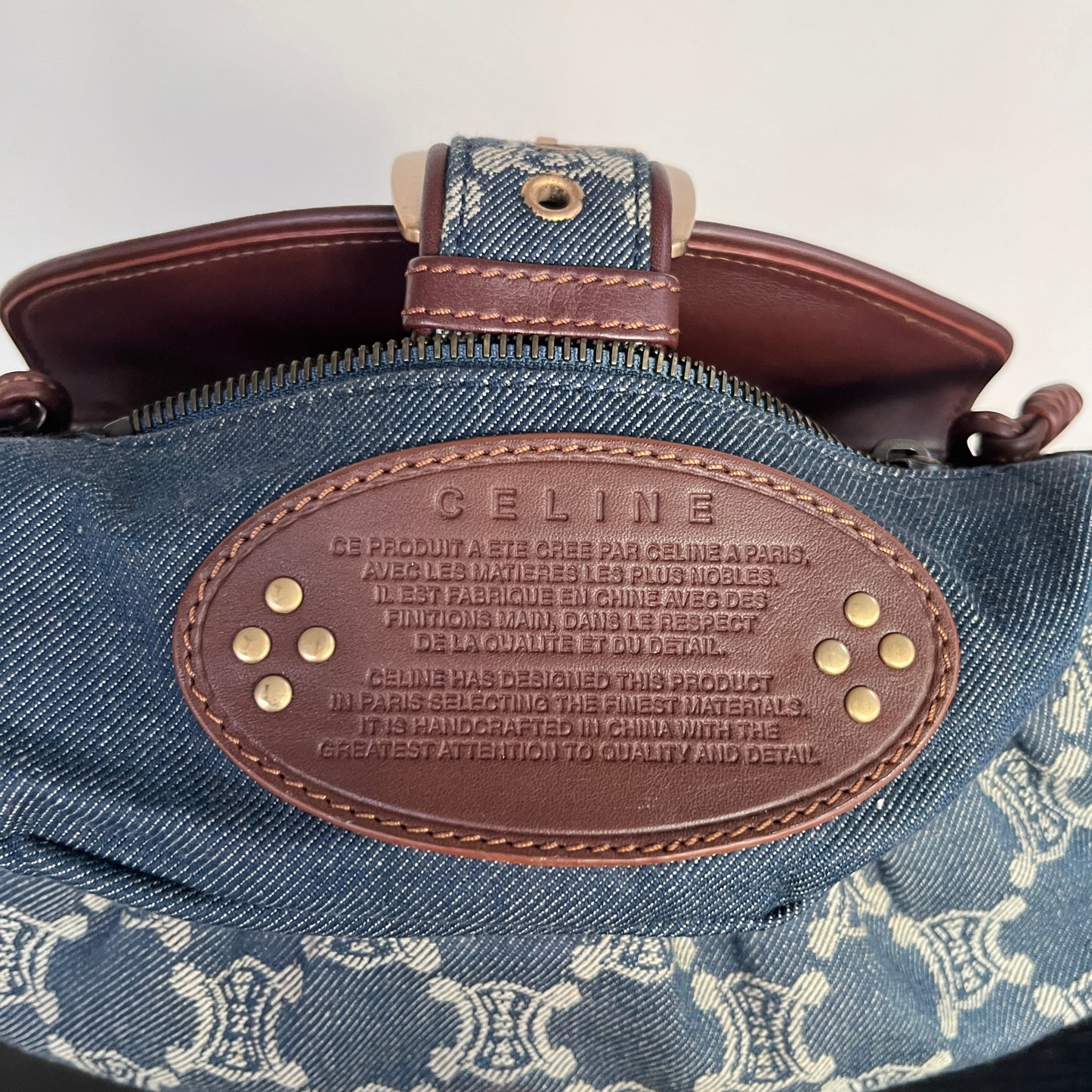 Céline Vintage Triomphe Denim One Shoulder Bag