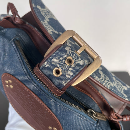 Céline Vintage Triomphe Denim One Shoulder Bag