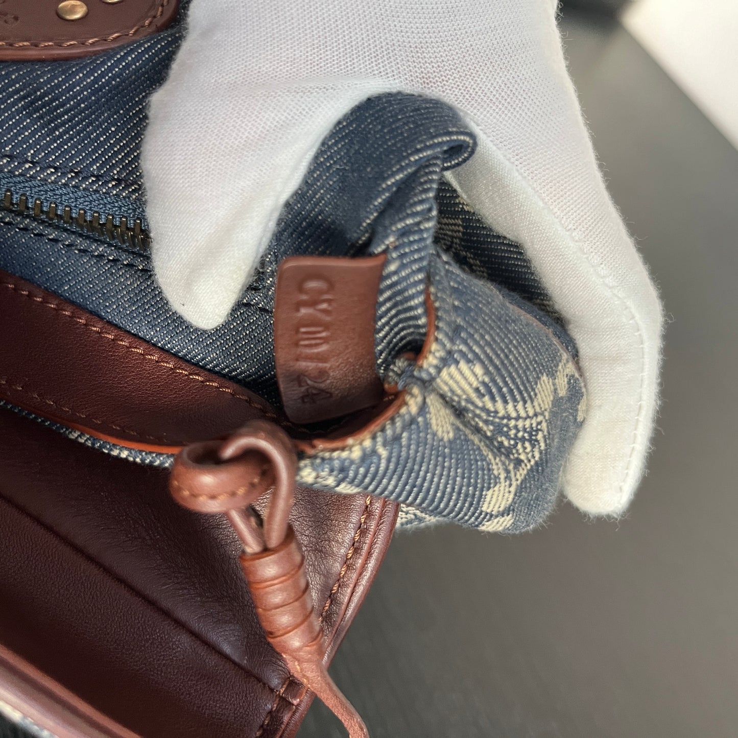 Céline Vintage Triomphe Denim One Shoulder Bag