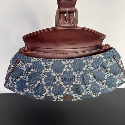 Céline Vintage Triomphe Denim One Shoulder Bag