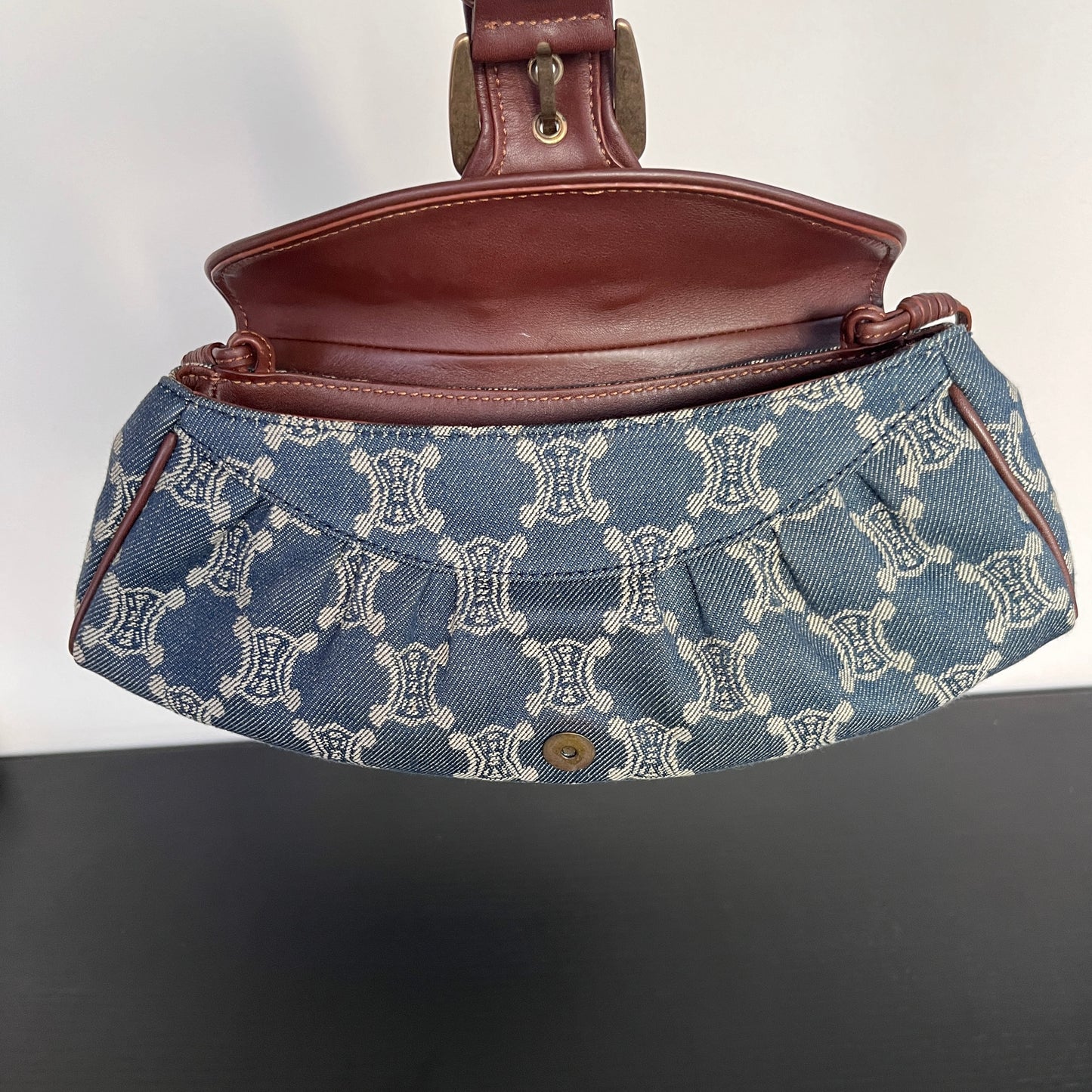 Céline Vintage Triomphe Denim One Shoulder Bag
