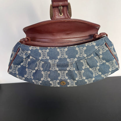 Céline Vintage Triomphe Denim One Shoulder Bag