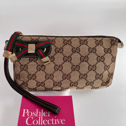 Gucci Vintage GG Canvas Wristlet Pouch