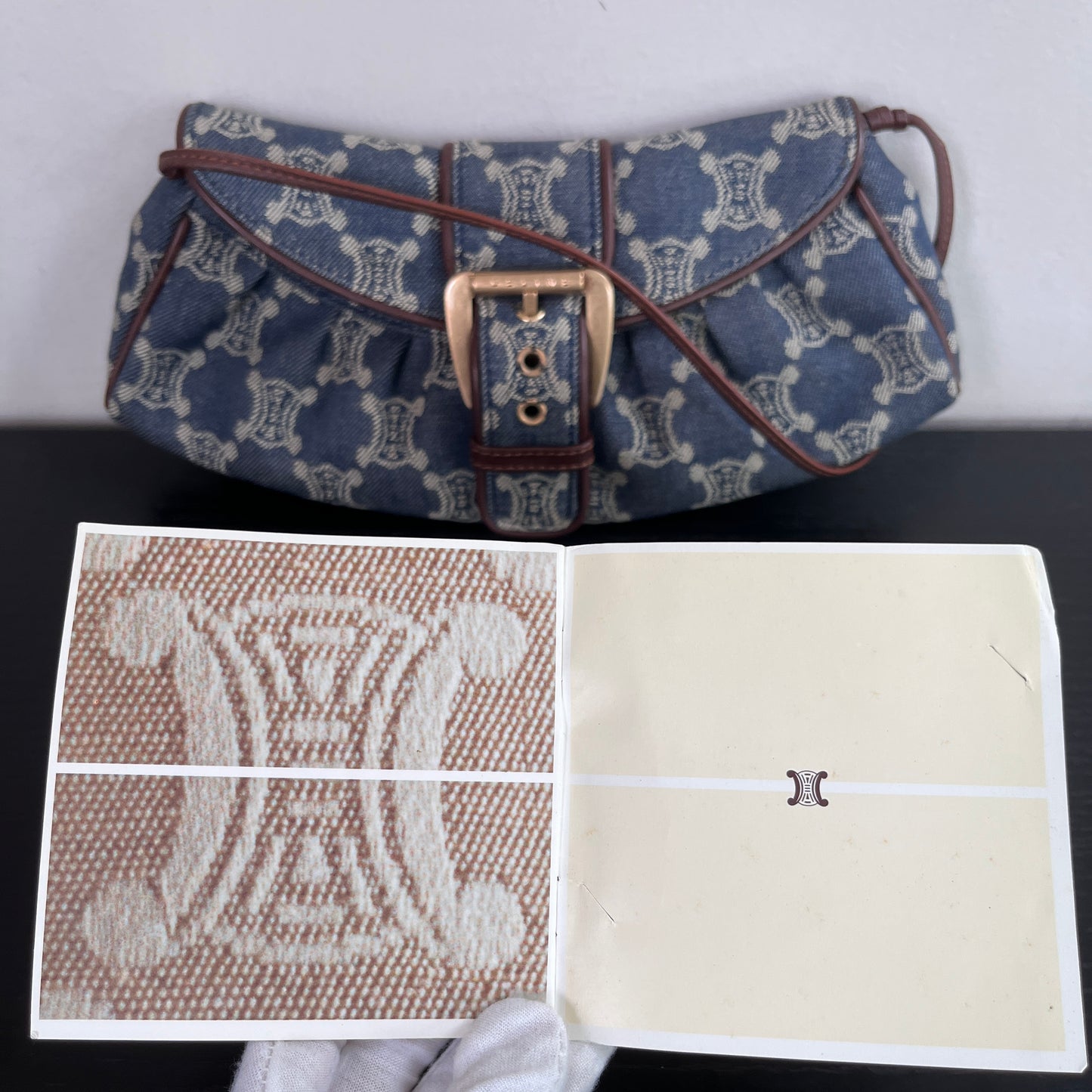 Céline Vintage Triomphe Denim One Shoulder Bag