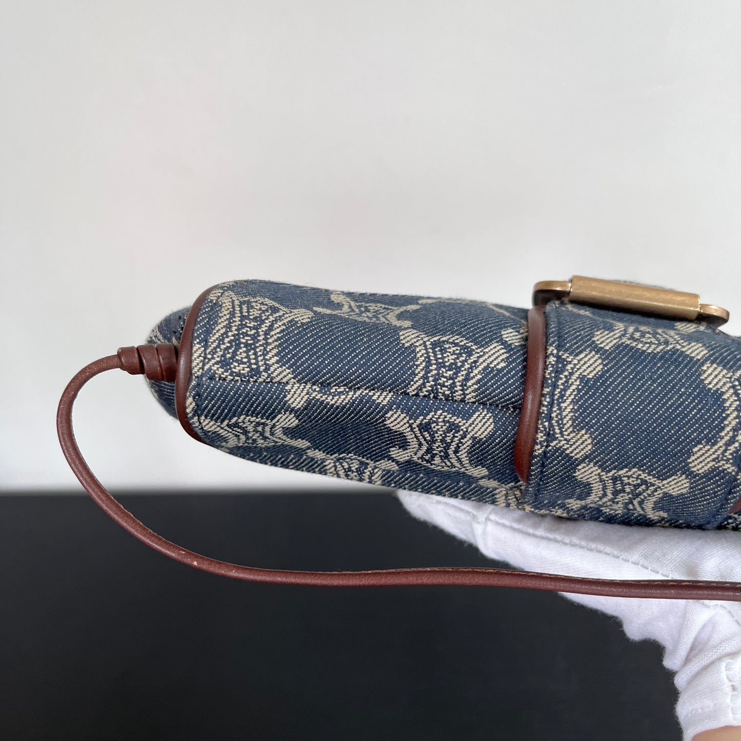 Céline Vintage Triomphe Denim One Shoulder Bag