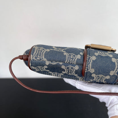 Céline Vintage Triomphe Denim One Shoulder Bag