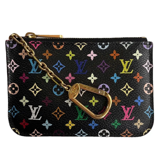 LV M93735 Takashi Murakami Black Monogram Multicolor Cles Coin Case
