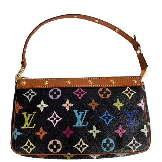 Louis Vuitton x Takashi Murakami Black Multicolor Pochette Vintage