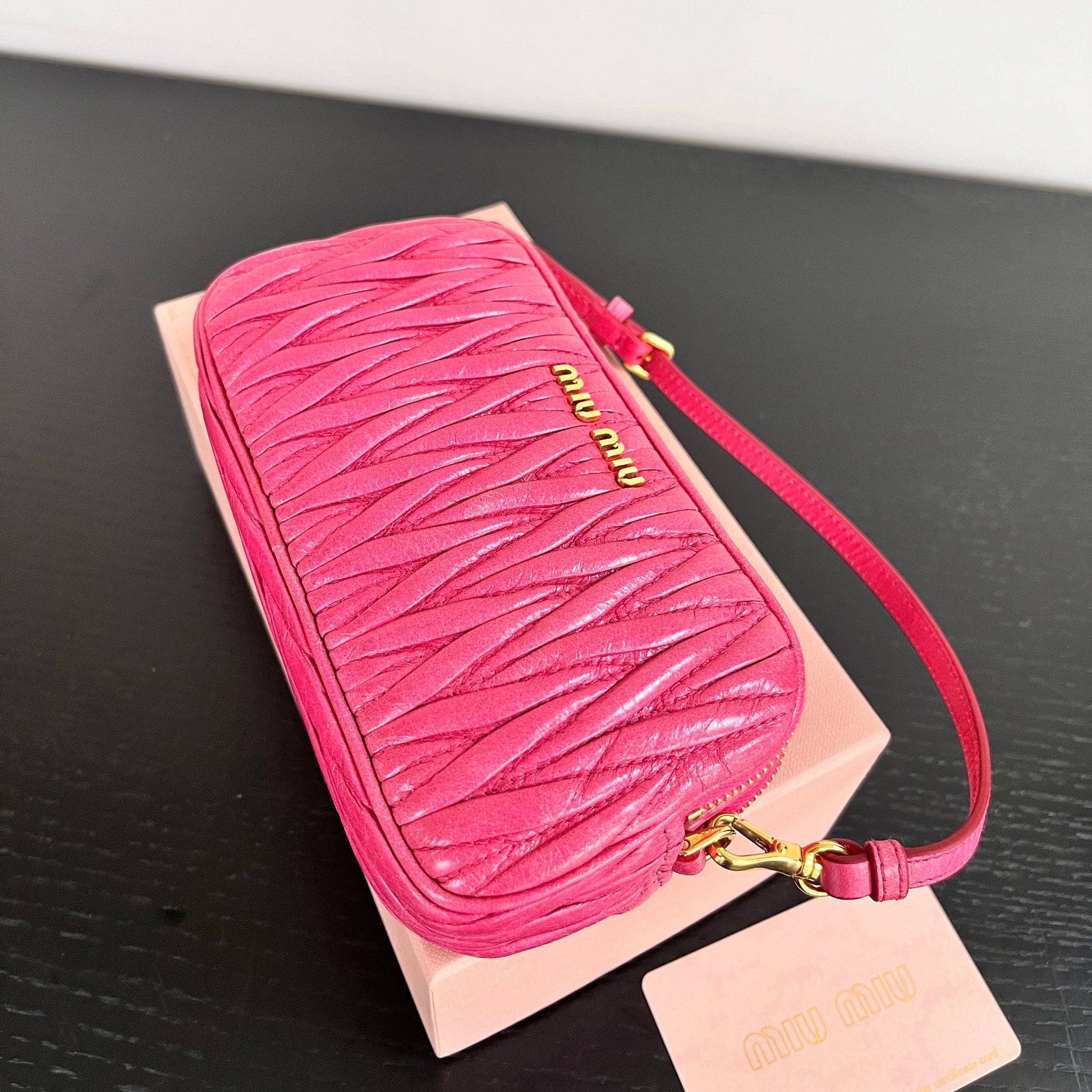 Miu Miu Matélassé Lux Double Zip Wristlet 